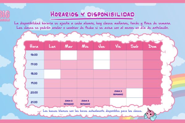 Guitarra Fantasía 5 - Horarios y disponibilidad