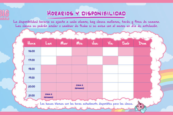 Guitarra Fantasía 5 - Horarios y disponibilidad