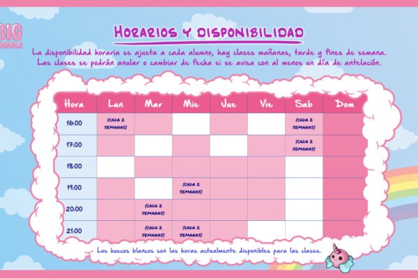 Guitarra Fantasía 5 - Horarios y disponibilidad