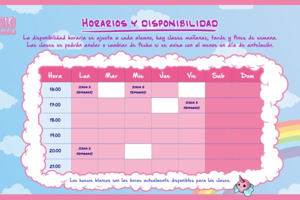 Guitarra Fantasía 5 - Horarios y disponibilidad